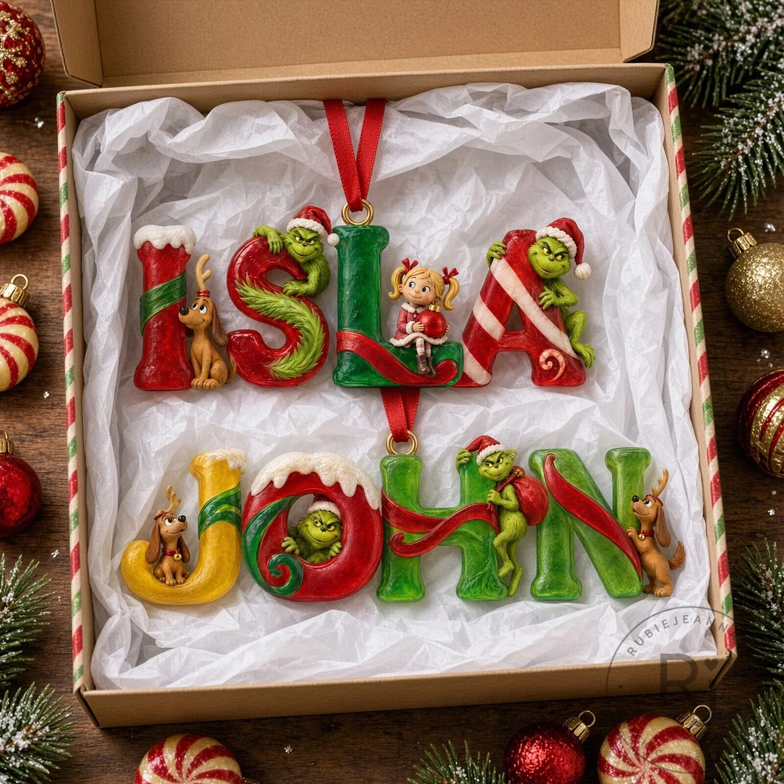 Grinch Christmas Alphabet Personalized Name Ornament Holiday Tree Decor 10 Grinch Christmas Alphabet Personalized Name Ornament Holiday Tree Decor