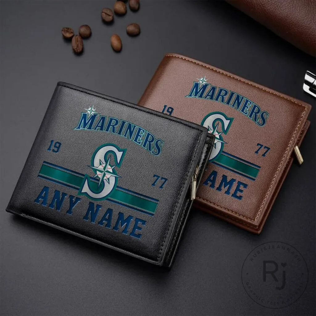 Seattle Mariners Personalized Name Leather Wallet