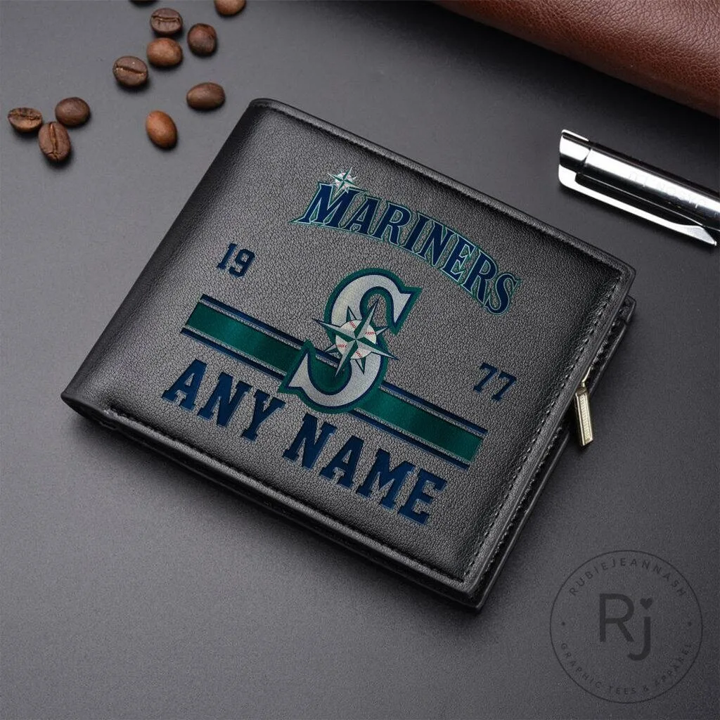 Seattle Mariners Personalized Name Leather Wallet 6 Seattle Mariners Personalized Name Leather Wallet