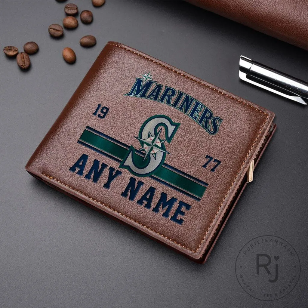 Seattle Mariners Personalized Name Leather Wallet 7 Seattle Mariners Personalized Name Leather Wallet