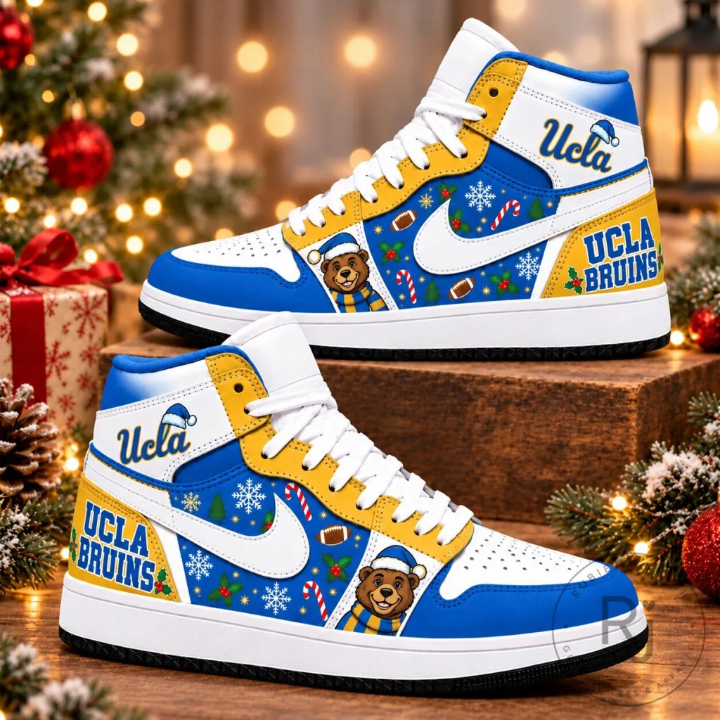 UCLA Bruins Christmas Holiday High-Top Sneakers Shoes for Football Fans UCLA Bruins Christmas Holiday High-Top Sneakers Shoes for Football Fans