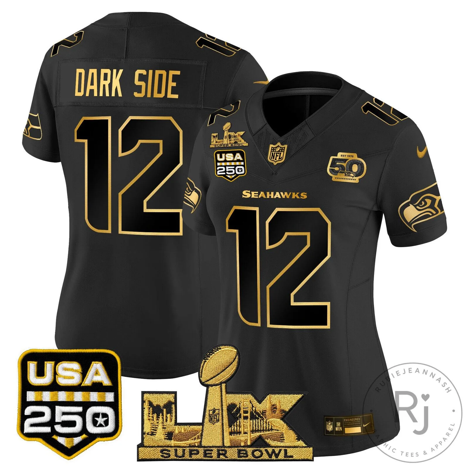 Super Bowl LX Seattle Seahawks Dark Side Gold Vapor Limited Football Jersey 2 Super Bowl LX Seattle Seahawks Dark Side Gold Vapor Limited Football Jersey