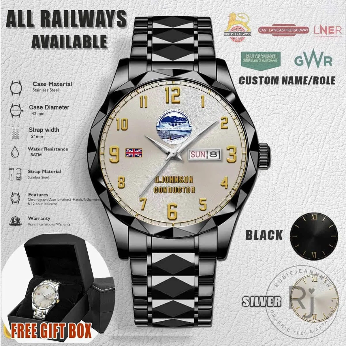 Personalized British Railways Conductor Stainless Steel Watch 6 Personalized British Railways Conductor Stainless Steel Watch