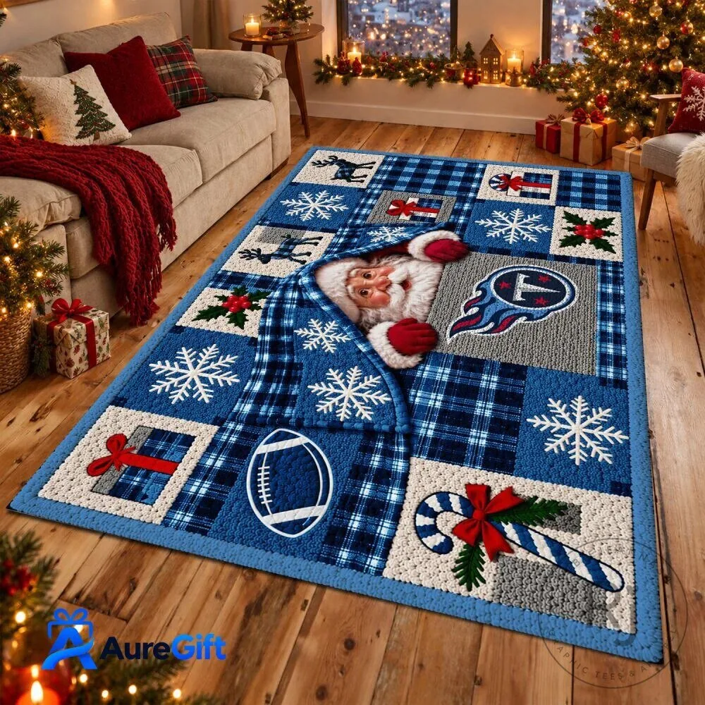 Tennessee Titans Football Team Santa Claus Christmas Holiday Area Rug