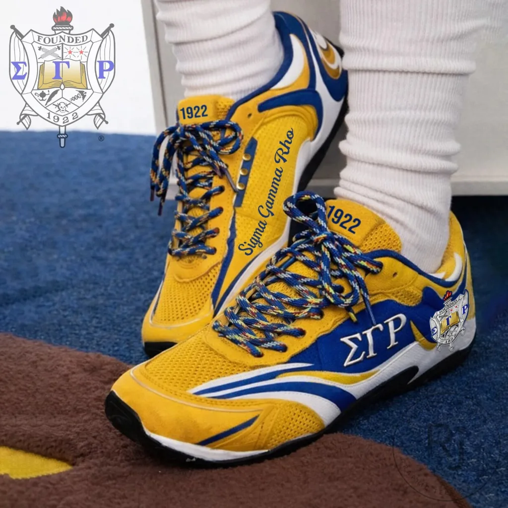 Athletic Running Shoes in Yellow and Blue for Sigma Gamma Rho Sorority Athletic Running Shoes in Yellow and Blue for Sigma Gamma Rho Sorority