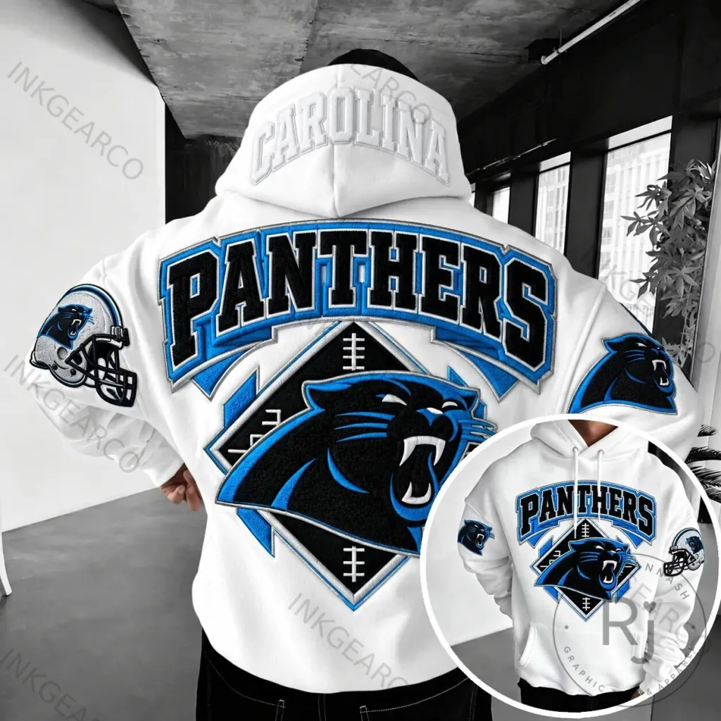 Carolina Panthers NFL Football Team Logo White Hoodie Carolina Panthers NFL Football Team Logo White Hoodie
