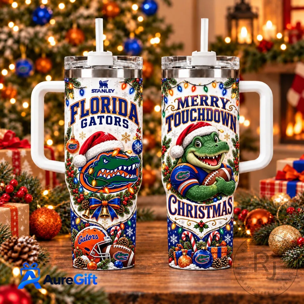 Florida Gators Christmas Merry Touchdown Holiday Stainless Steel Tumbler with Handle Florida Gators Christmas Merry Touchdown Holiday Stainless Steel Tumbler with Handle