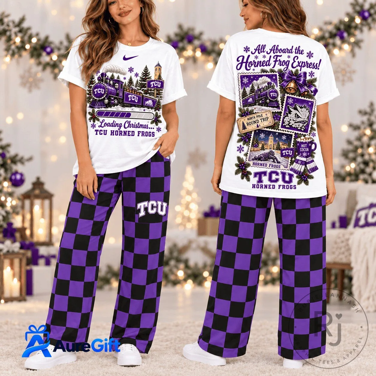 TCU Horned Frogs Christmas Train Pajamas Set