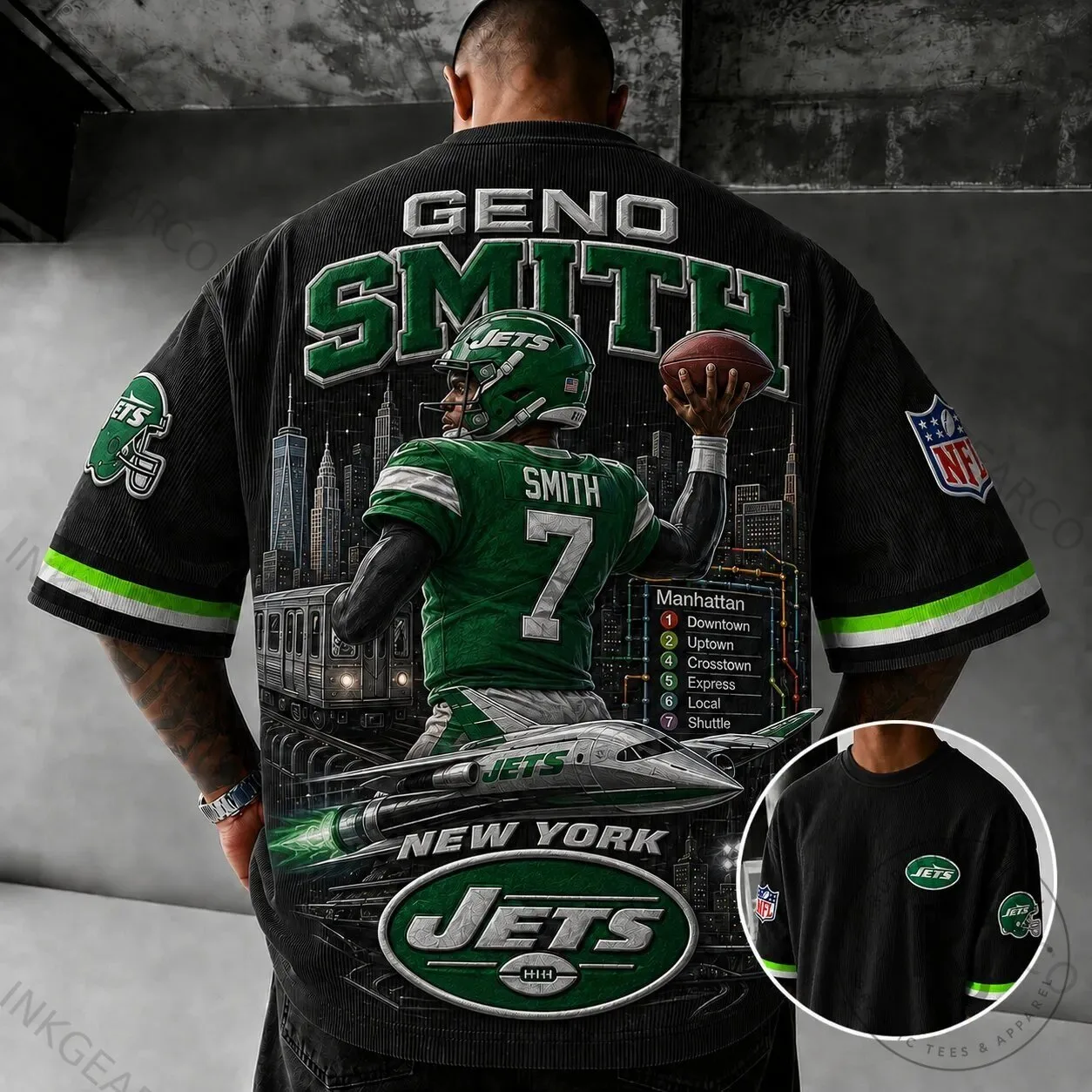 New York Jets Geno Smith Football Player Art Corduroy Short-Sleeve T-Shirt 2 New York Jets Geno Smith Football Player Art Corduroy Short-Sleeve T-Shirt