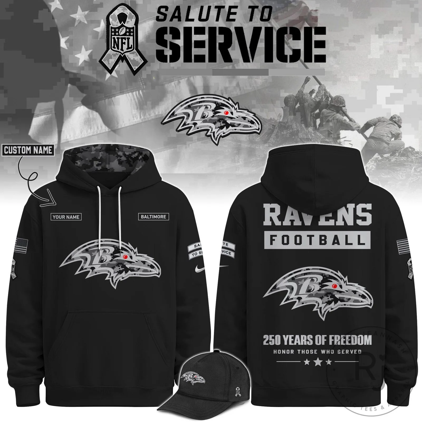 Baltimore Ravens Salute To Service NFL Football Team Hoodie 2 Baltimore Ravens Salute To Service NFL Football Team Hoodie