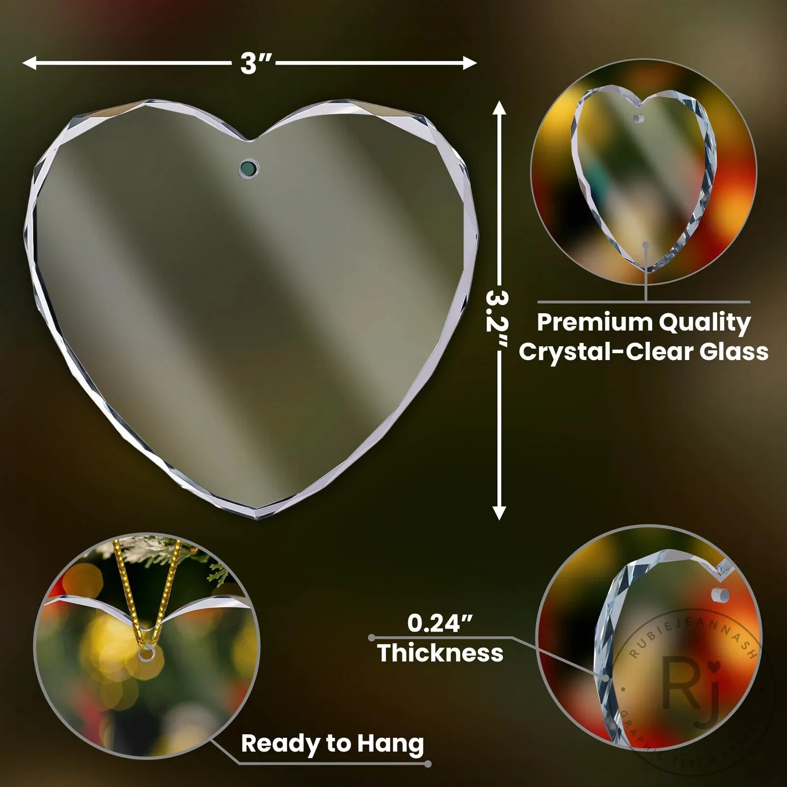 Personalized Pet Memorial Heart Shaped Crystal Christmas Ornament 15 Personalized Pet Memorial Heart Shaped Crystal Christmas Ornament