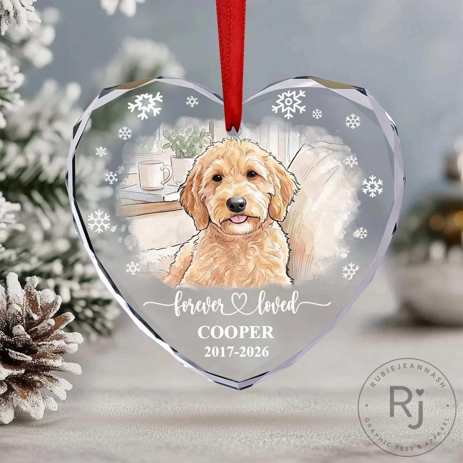 Personalized Pet Memorial Heart Shaped Crystal Christmas Ornament 18 Personalized Pet Memorial Heart Shaped Crystal Christmas Ornament