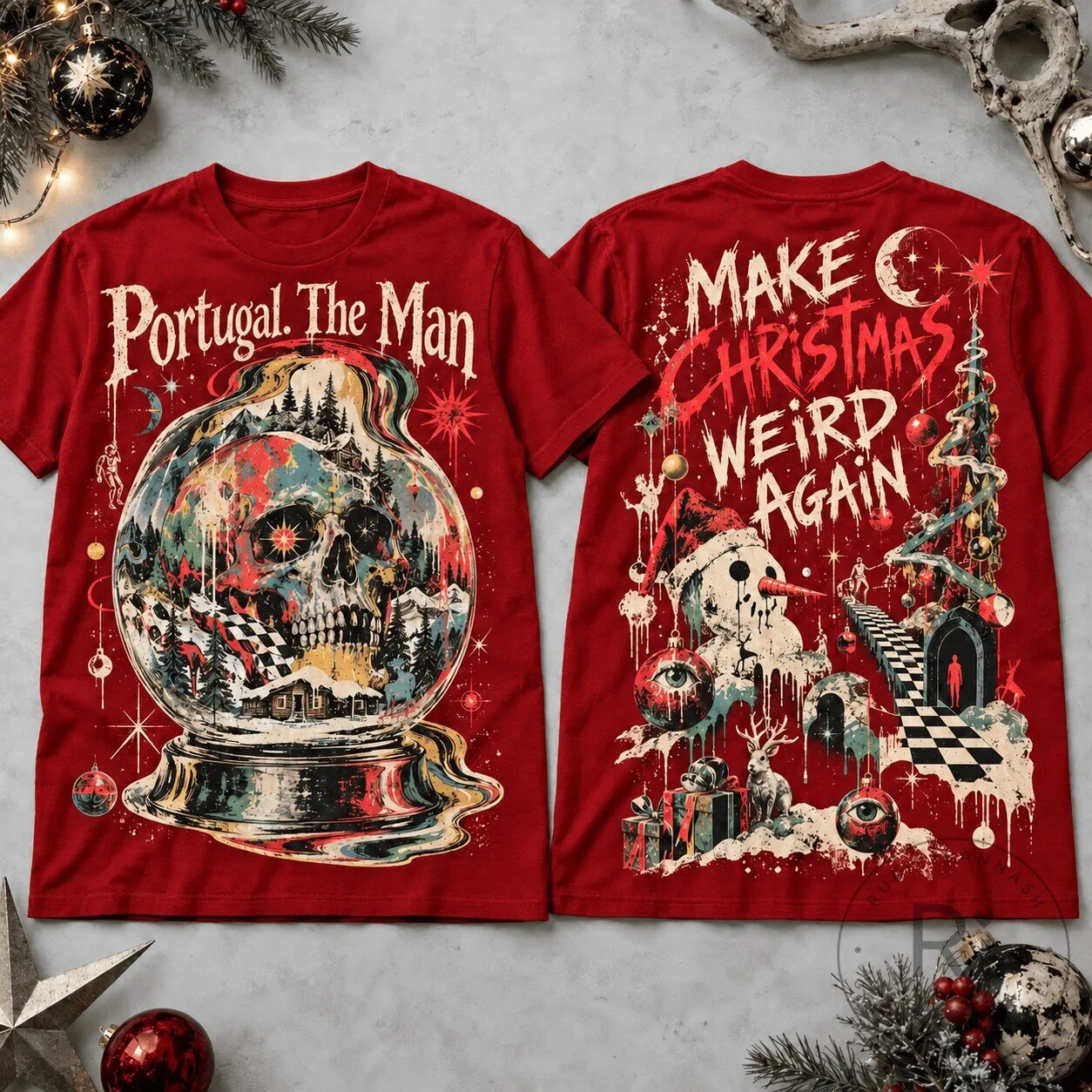 Portugal The Man Make Christmas Weird Again Psychedelic Snow Globe T-Shirt 2 Portugal The Man Make Christmas Weird Again Psychedelic Snow Globe T-Shirt