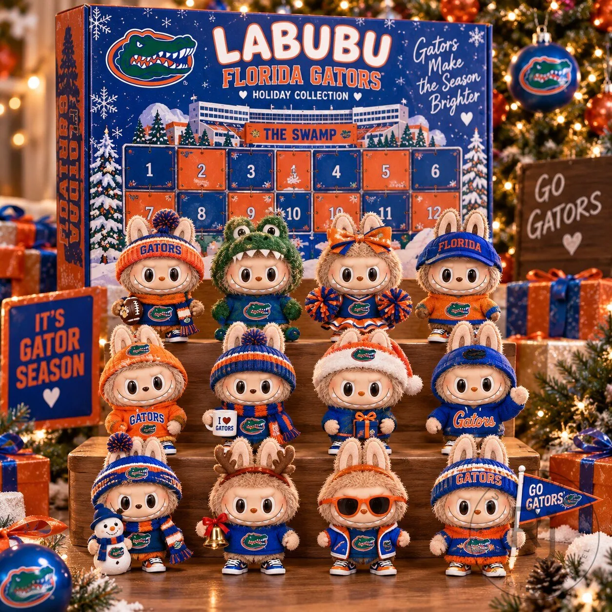 Florida Gators Labubu Holiday Collection Advent Calendar with Figurines