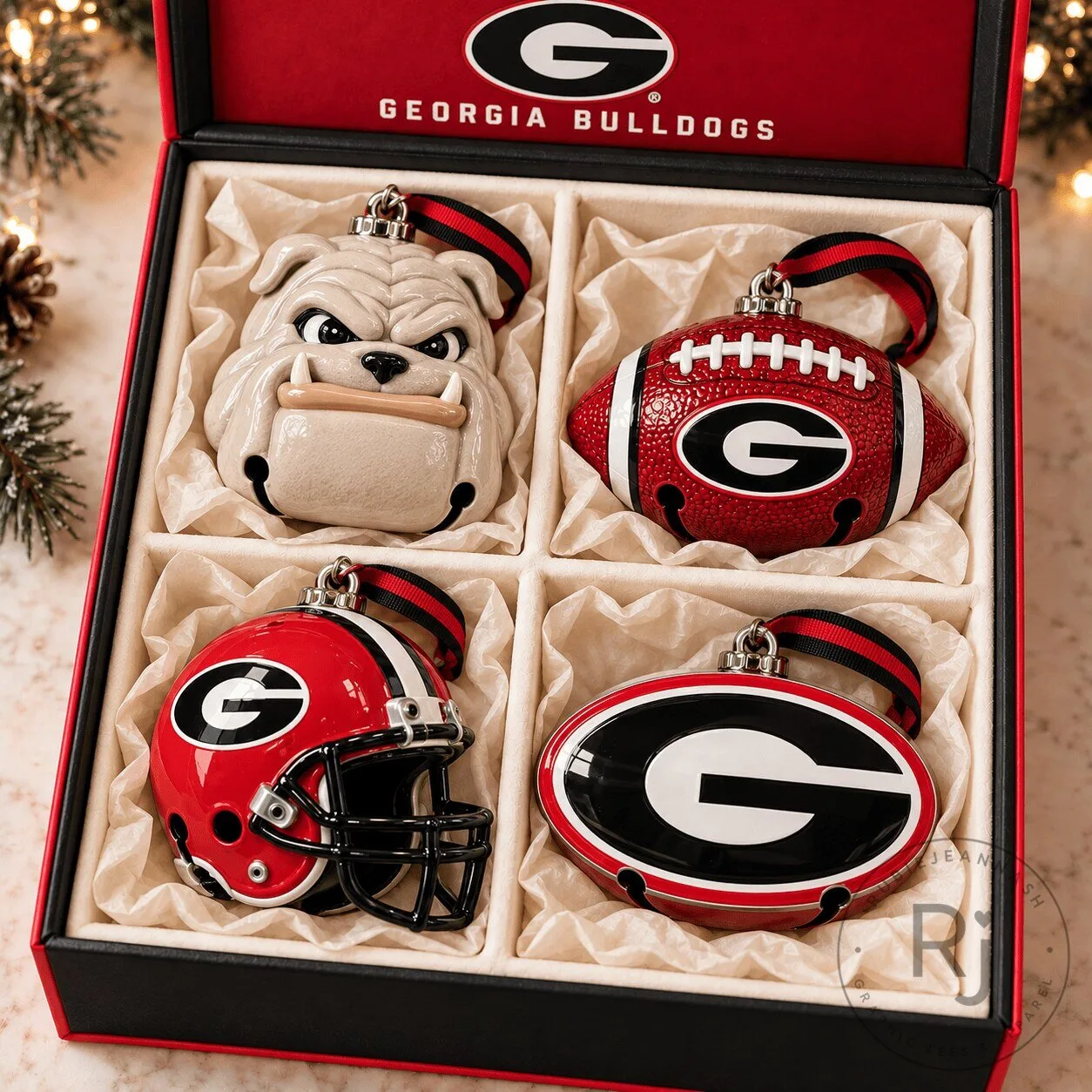 Georgia Bulldogs Football Team Christmas Tree Ornament Set 5 Georgia Bulldogs Football Team Christmas Tree Ornament Set