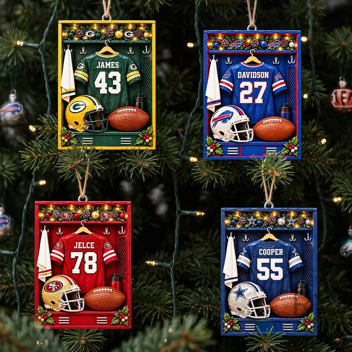Personalized Football Locker Room Christmas Tree Ornament 1 Personalized Football Locker Room Christmas Tree Ornament