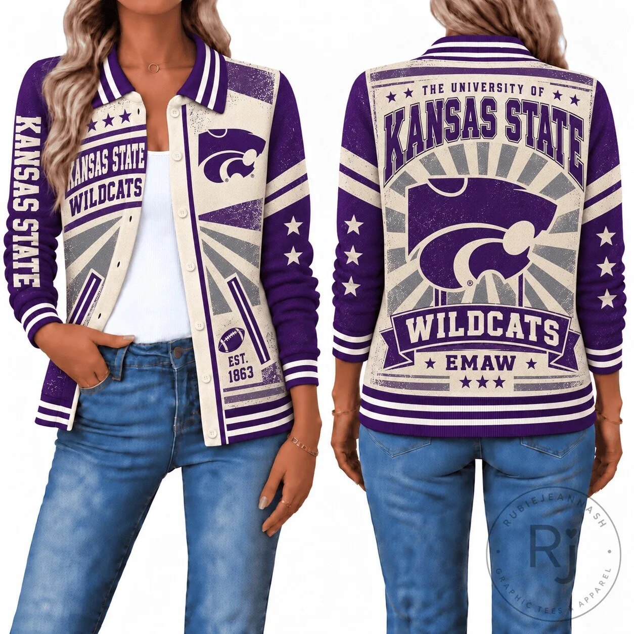 Kansas State Wildcats NCAA College Football Varsity Jacket 5 Kansas State Wildcats NCAA College Football Varsity Jacket