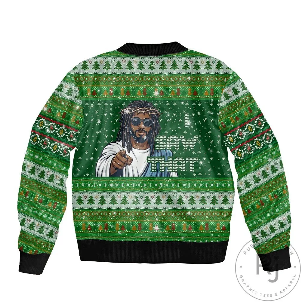 Merry Christmas Bomber Jacket featuring Black Jesus and Santa Claus in Ugly Sweater style 9 Merry Christmas Bomber Jacket featuring Black Jesus and Santa Claus in Ugly Sweater style