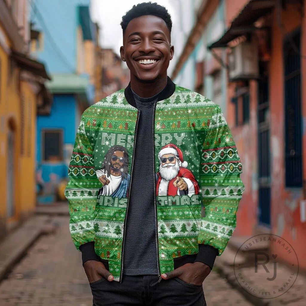 Merry Christmas Bomber Jacket featuring Black Jesus and Santa Claus in Ugly Sweater style 10 Merry Christmas Bomber Jacket featuring Black Jesus and Santa Claus in Ugly Sweater style