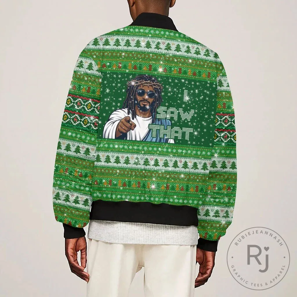 Merry Christmas Bomber Jacket featuring Black Jesus and Santa Claus in Ugly Sweater style 11 Merry Christmas Bomber Jacket featuring Black Jesus and Santa Claus in Ugly Sweater style
