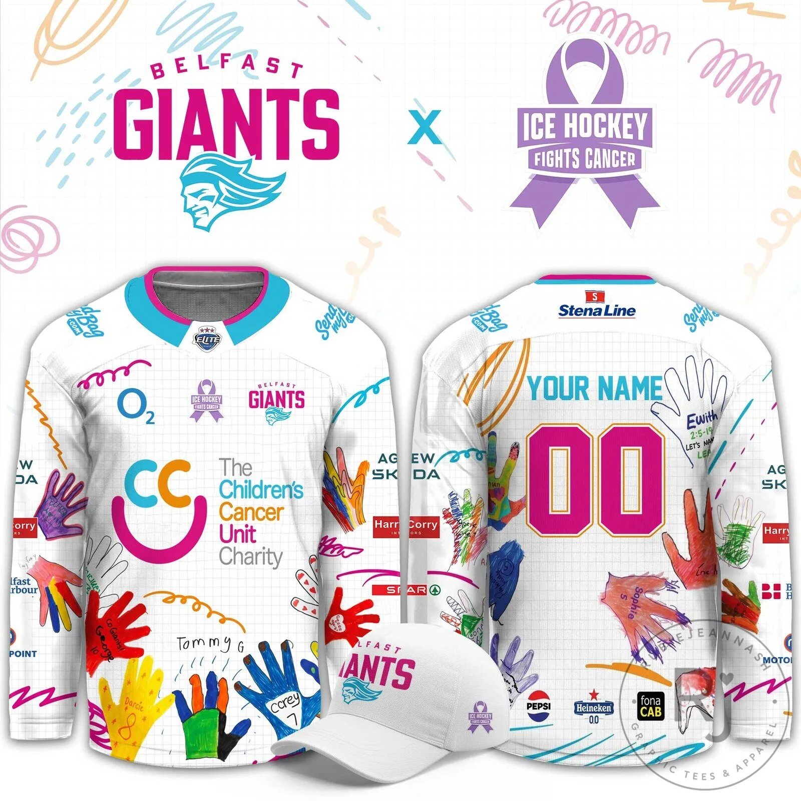 Belfast Giants Ice Hockey Fights Cancer Children's Charity Jersey