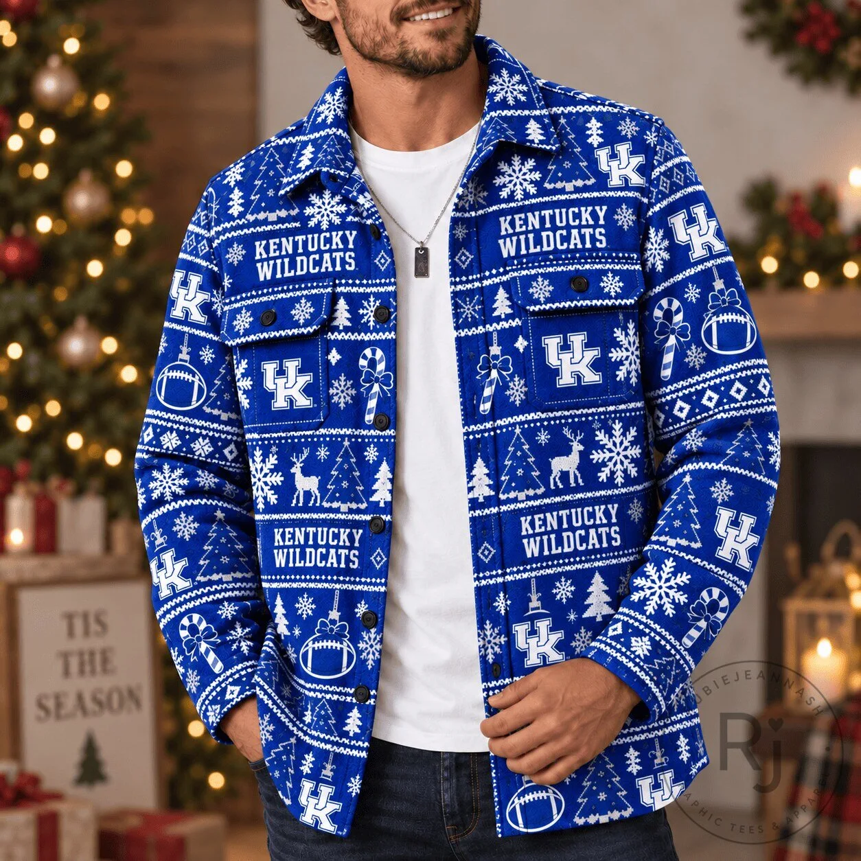 Kentucky Wildcats Christmas Ugly Sweater Pattern Flannel Shirt