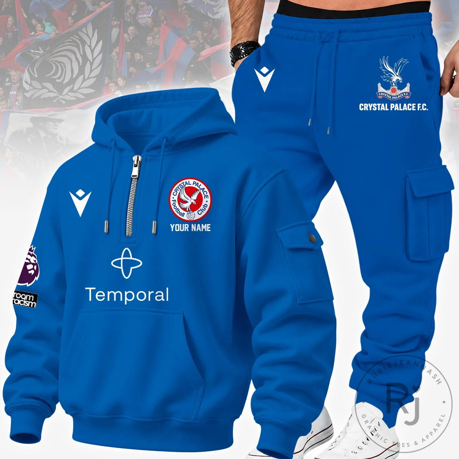 Crystal Palace Football Club Blue Zipper Hoodie and Sweatpants Set
