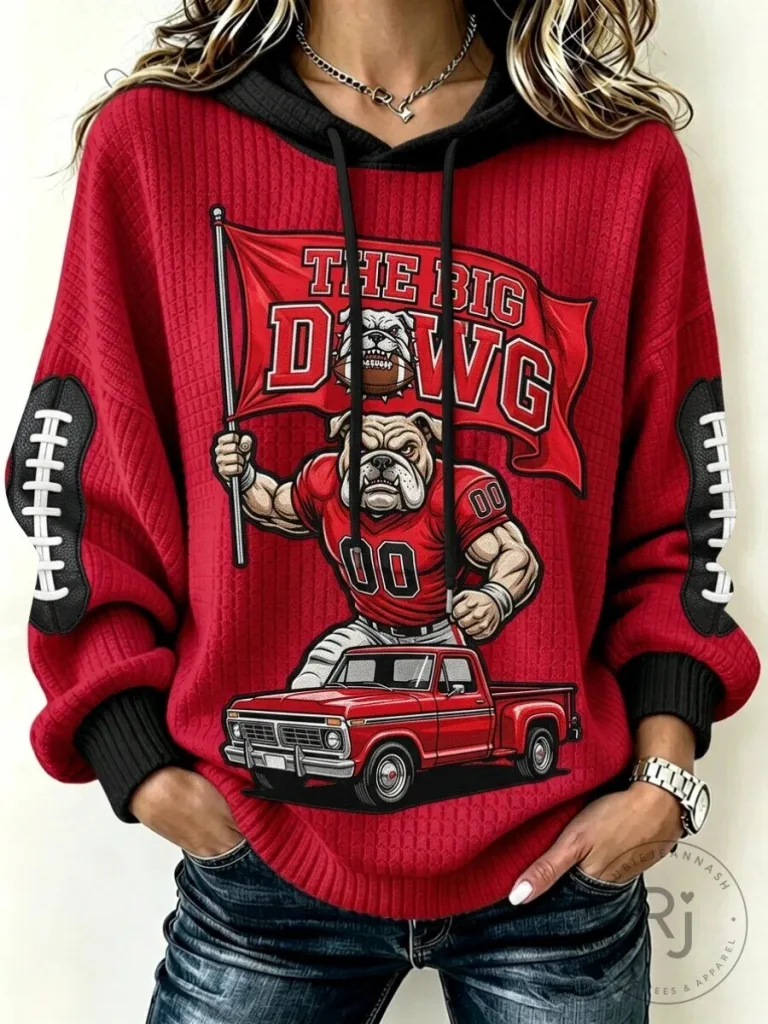 The Big Dawg Bulldog Football Team Red Hoodie for Women 30 The Big Dawg Bulldog Football Team Red Hoodie for Women