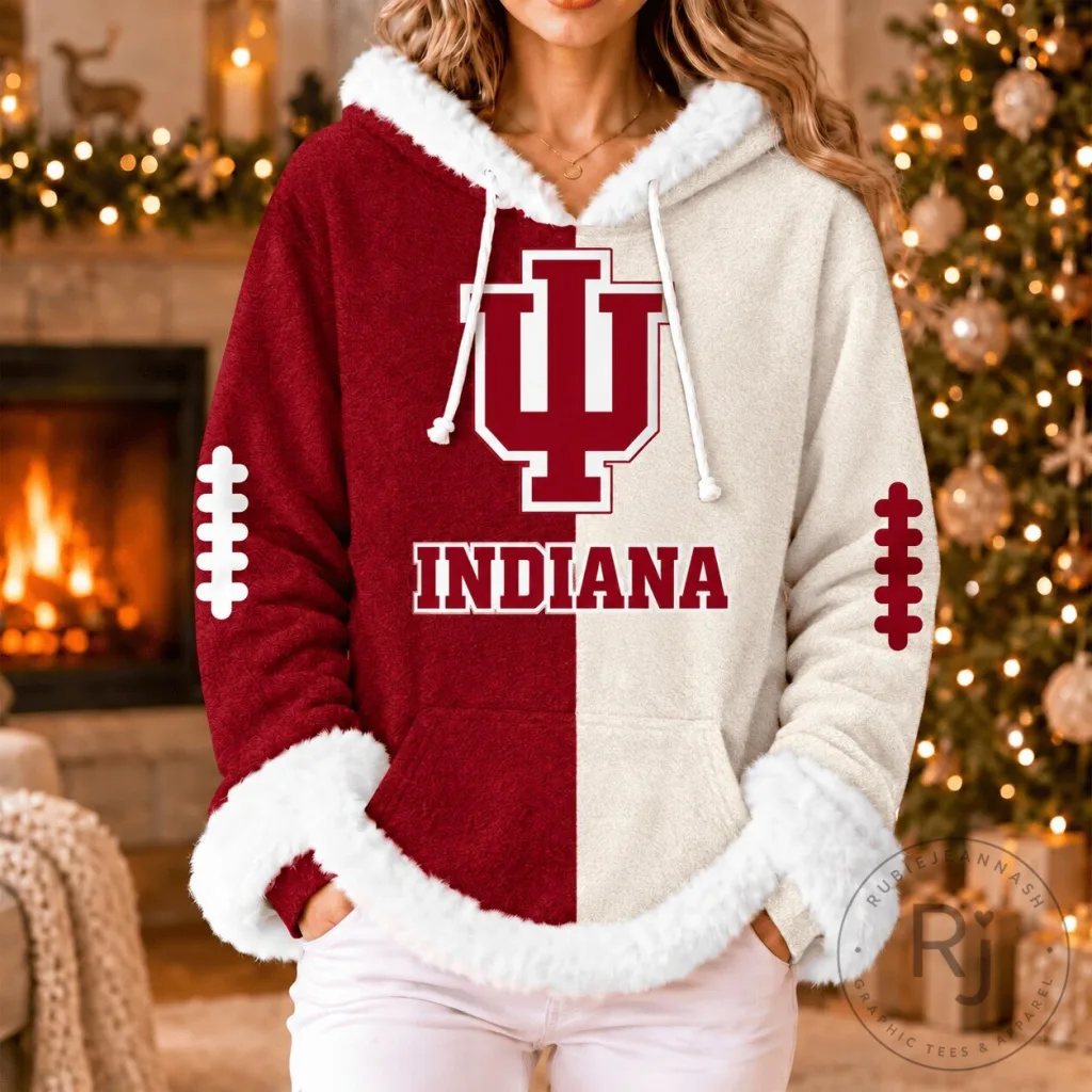Indiana Hoosiers Football Christmas Holiday Fleece Hoodie for Women 26 Indiana Hoosiers Football Christmas Holiday Fleece Hoodie for Women