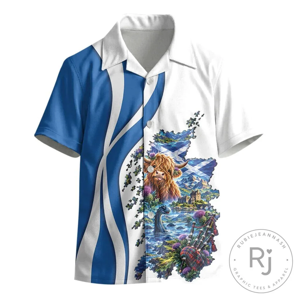 Scotland National Flag and Map Highland Cow Nessie Kids Hawaiian Shirt 7 Scotland National Flag and Map Highland Cow Nessie Kids Hawaiian Shirt