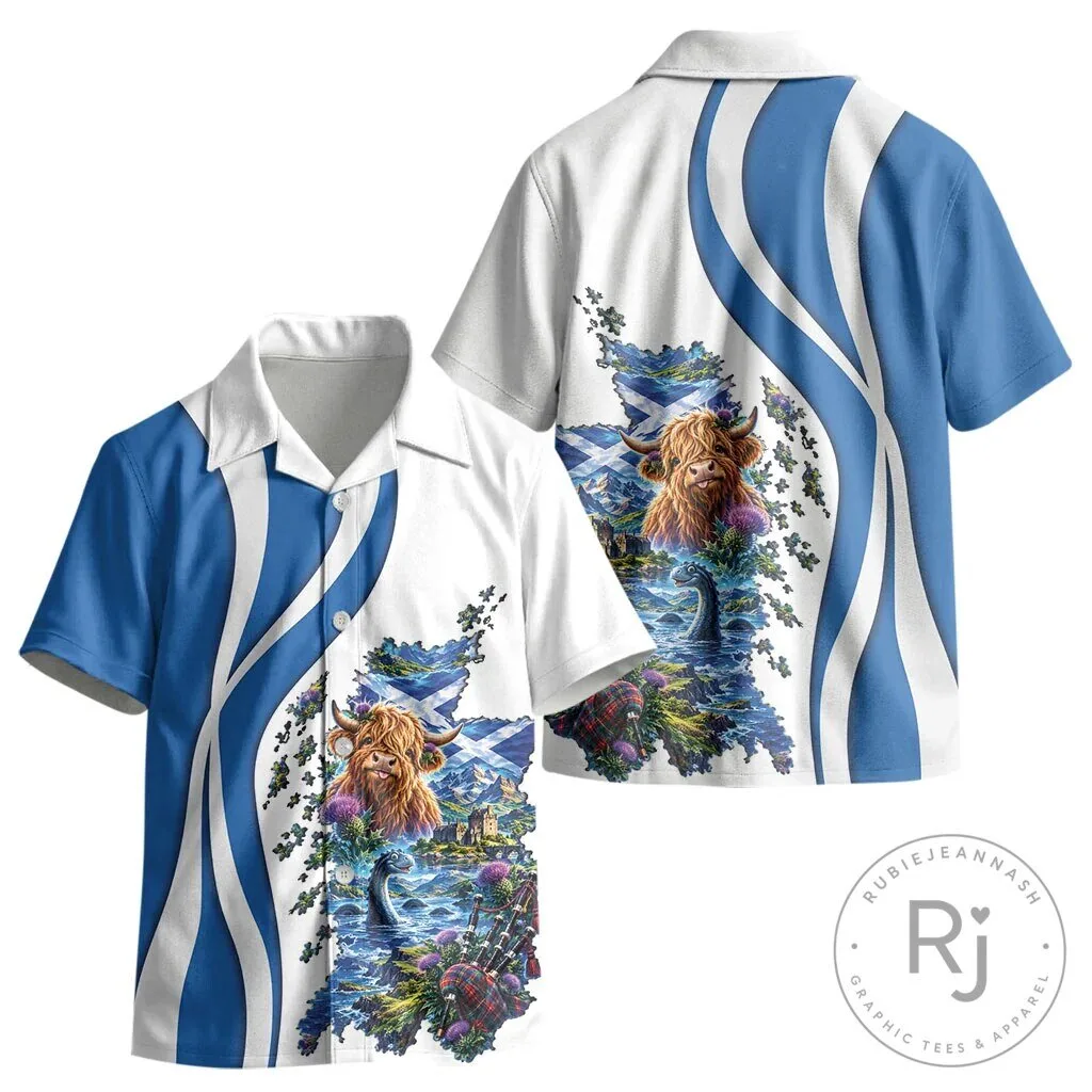 Scotland National Flag and Map Highland Cow Nessie Kids Hawaiian Shirt 8 Scotland National Flag and Map Highland Cow Nessie Kids Hawaiian Shirt