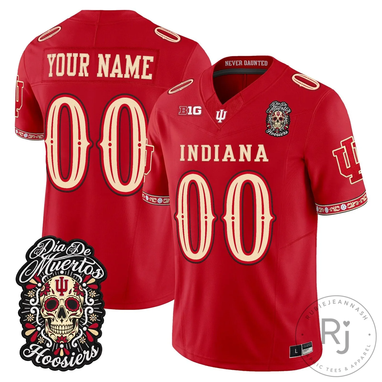 Indiana Hoosiers Day of the Dead Custom Football Jersey
