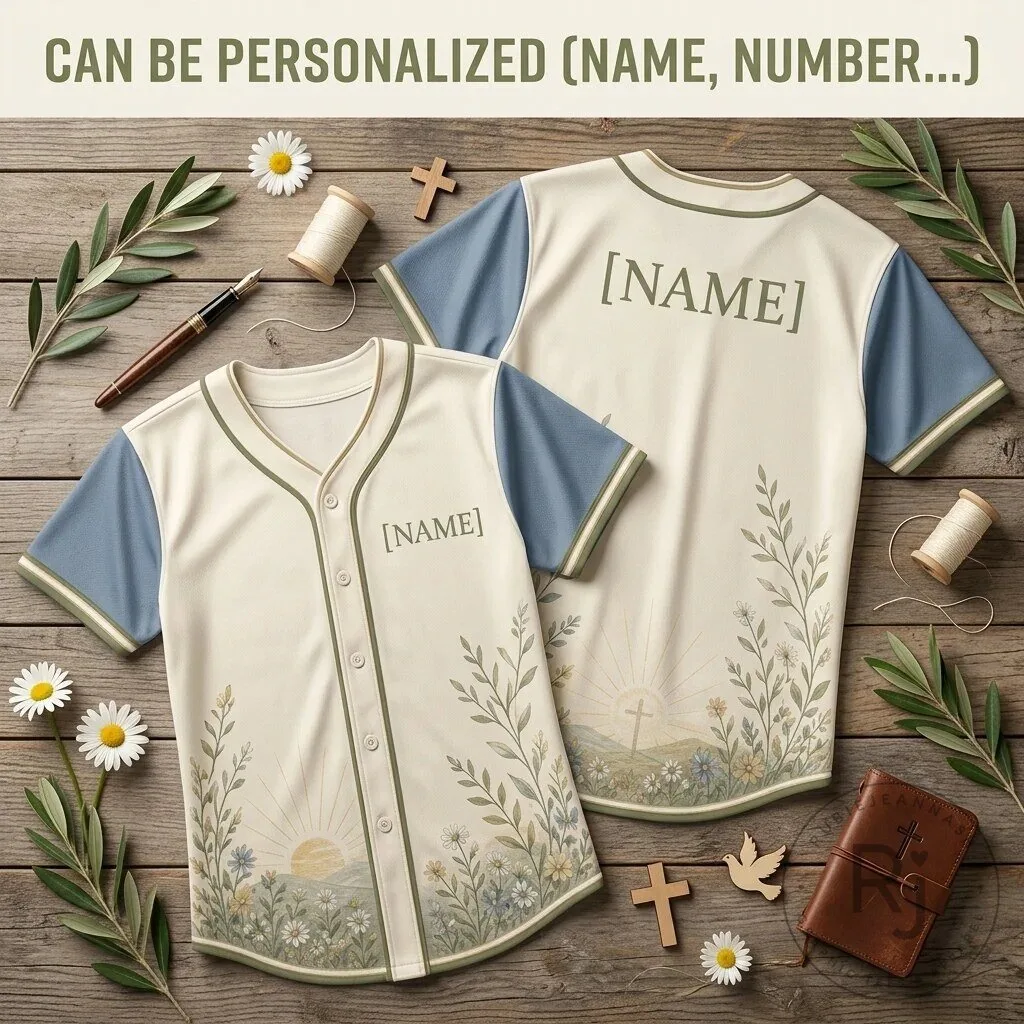 Personalized Wildflower Sunrise Faith Christian Baseball Jersey
