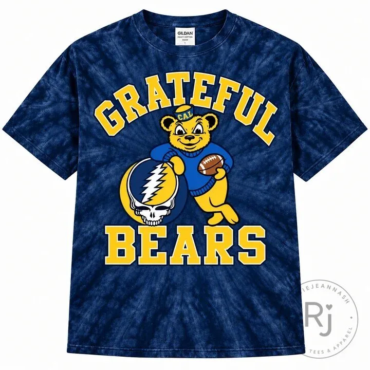 Tie-Dye T-Shirt Featuring Grateful Bears for Cal Football Fans