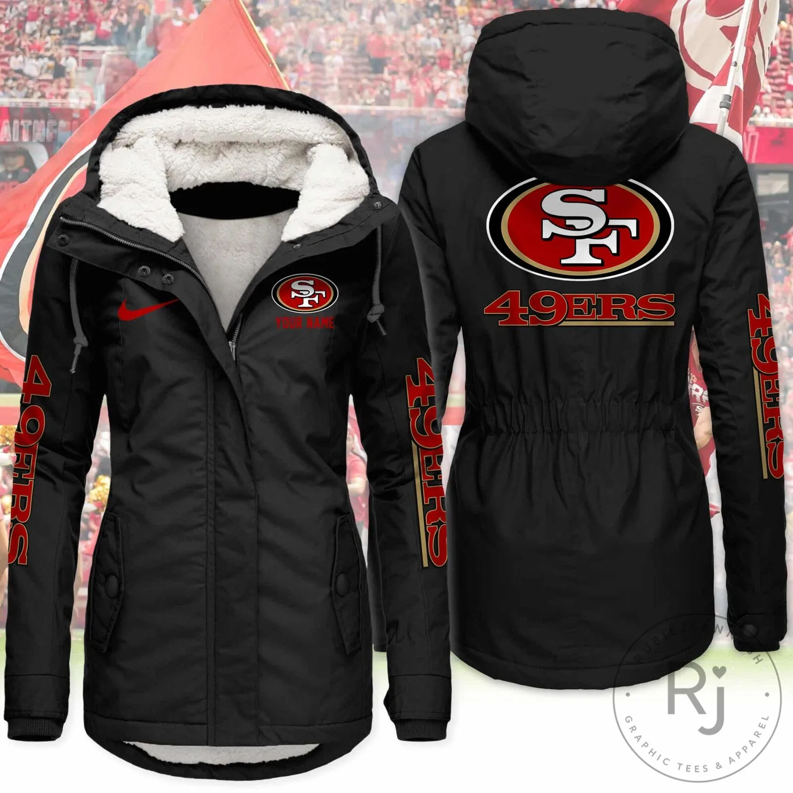 San Francisco 49ers Sherpa-Lined Hooded Parka Jacket for Women