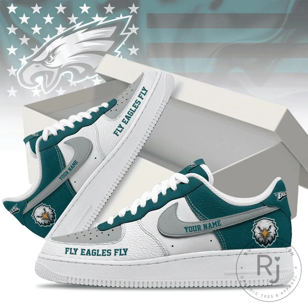 Philadelphia Eagles Custom Name Fly Eagles Fly Design Sneakers Philadelphia Eagles Custom Name Fly Eagles Fly Design Sneakers