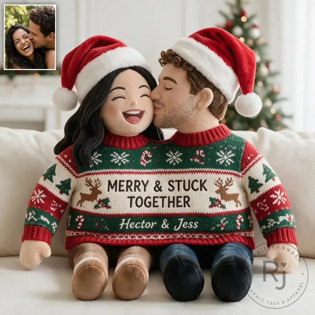 Personalized Christmas Couple Ugly Sweater Plush Pillow Personalized Christmas Couple Ugly Sweater Plush Pillow