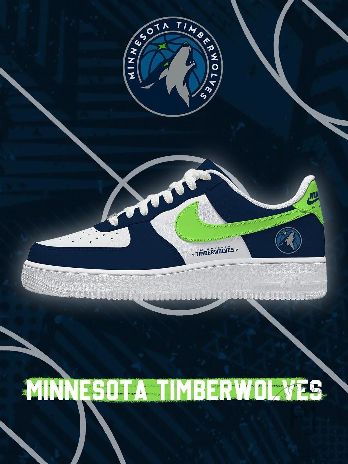Minnesota Timberwolves Basketball Team Custom Air Force 1 Sneakers 4 Minnesota Timberwolves Basketball Team Custom Air Force 1 Sneakers