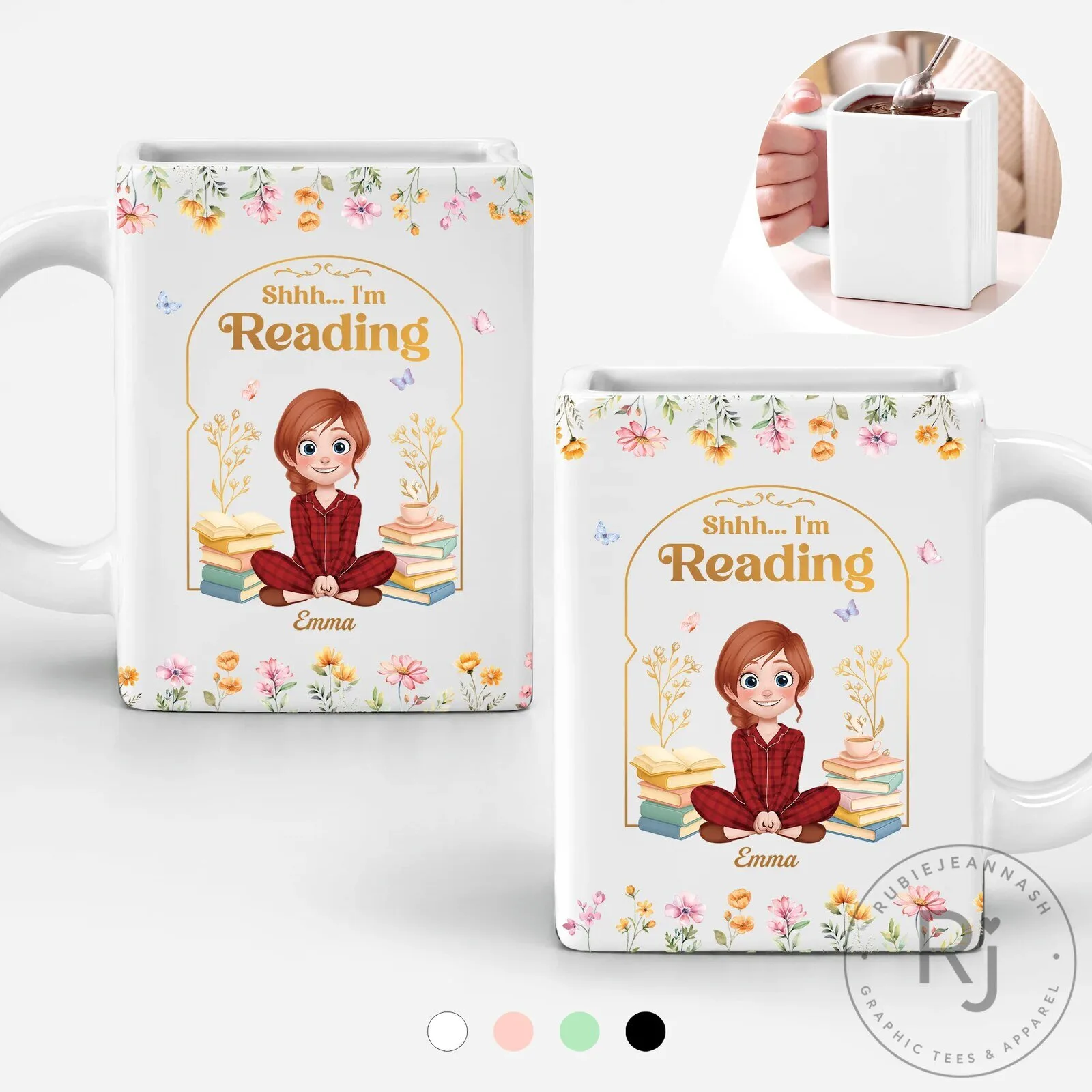 Personalized Shhh I'm Reading Book Lover Mug for Women, Custom Bookworm Gift 8 Personalized Shhh I