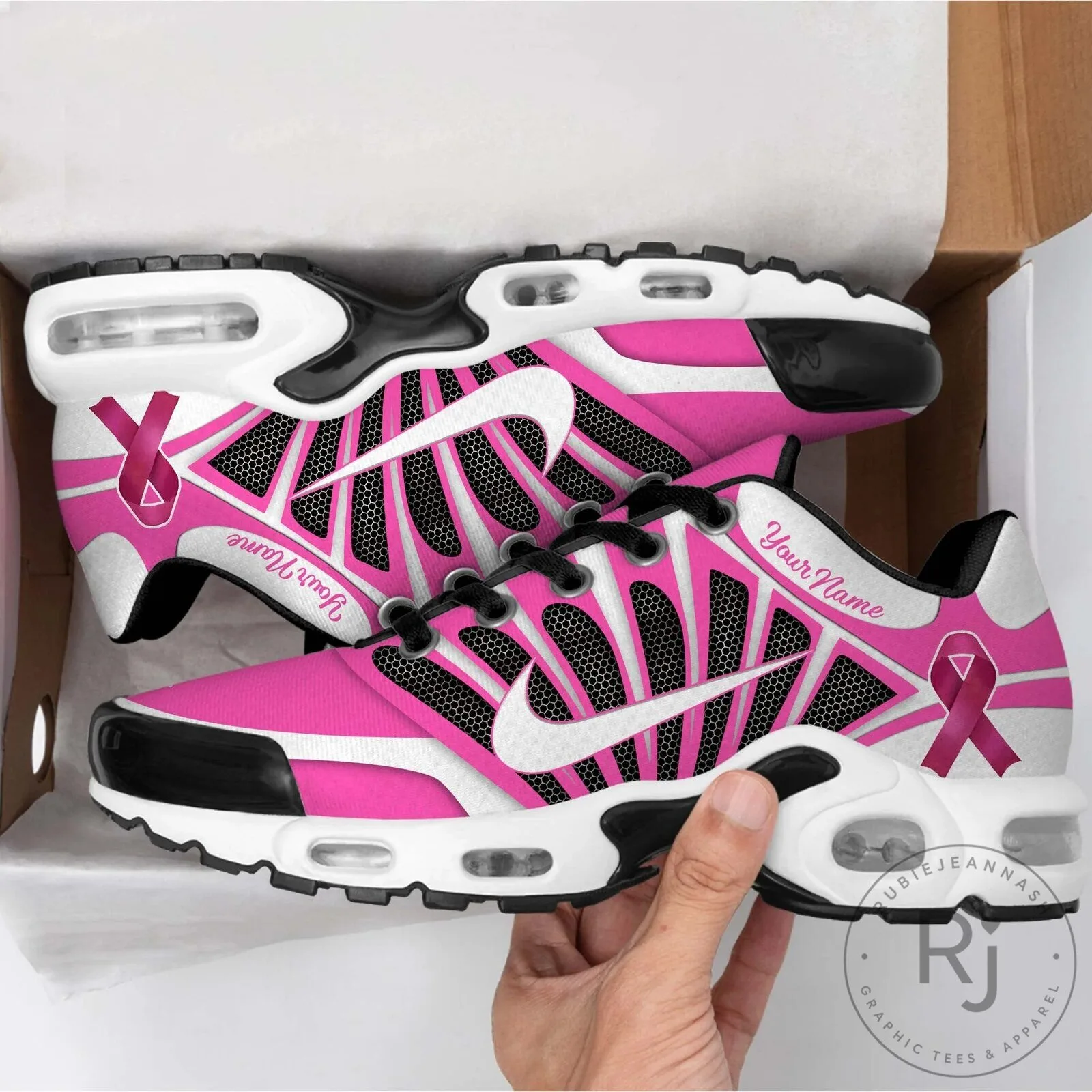 Pink Ribbon Breast Cancer Awareness Custom Name Running Shoes for Women 7 Pink Ribbon Breast Cancer Awareness Custom Name Running Shoes for Women