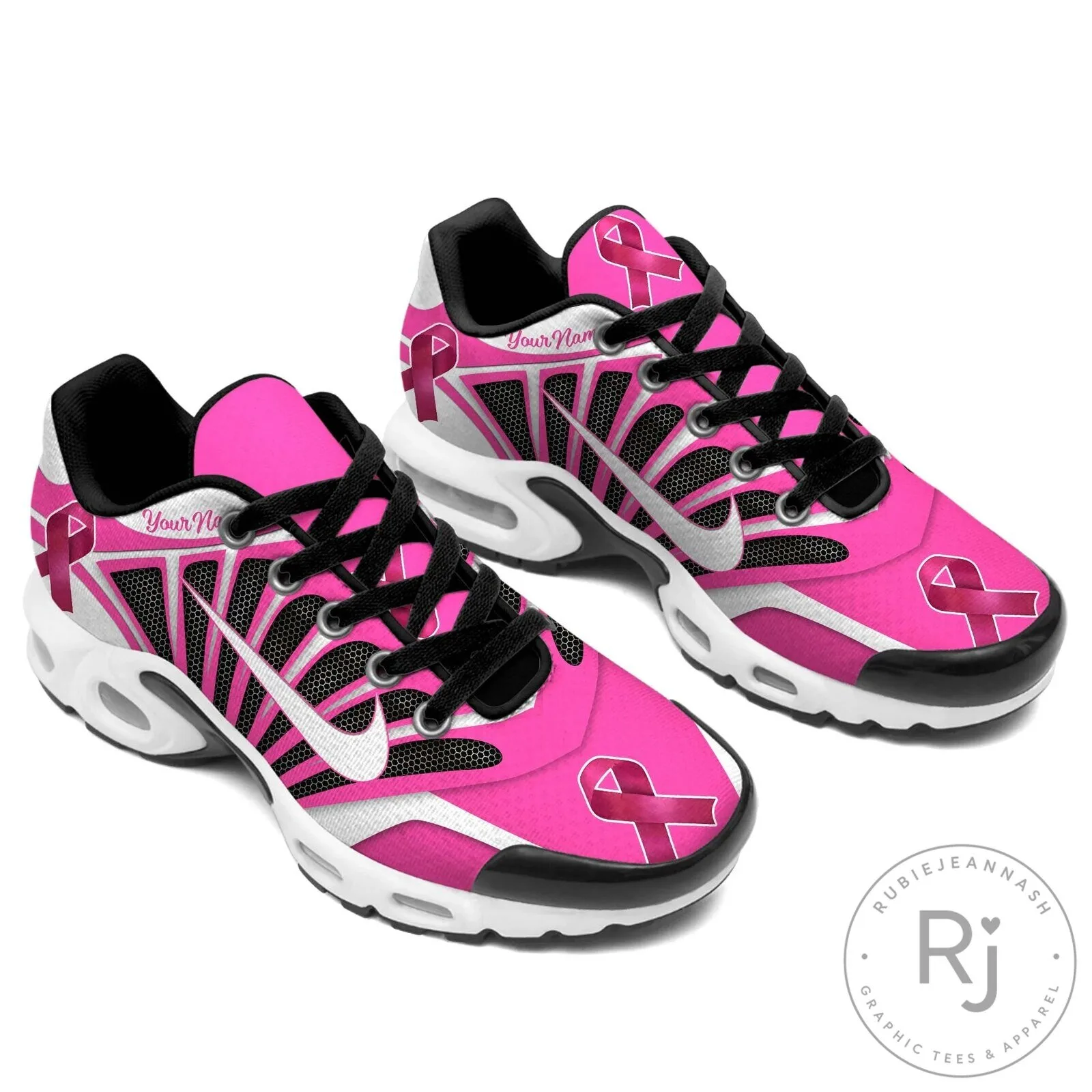 Pink Ribbon Breast Cancer Awareness Custom Name Running Shoes for Women 8 Pink Ribbon Breast Cancer Awareness Custom Name Running Shoes for Women