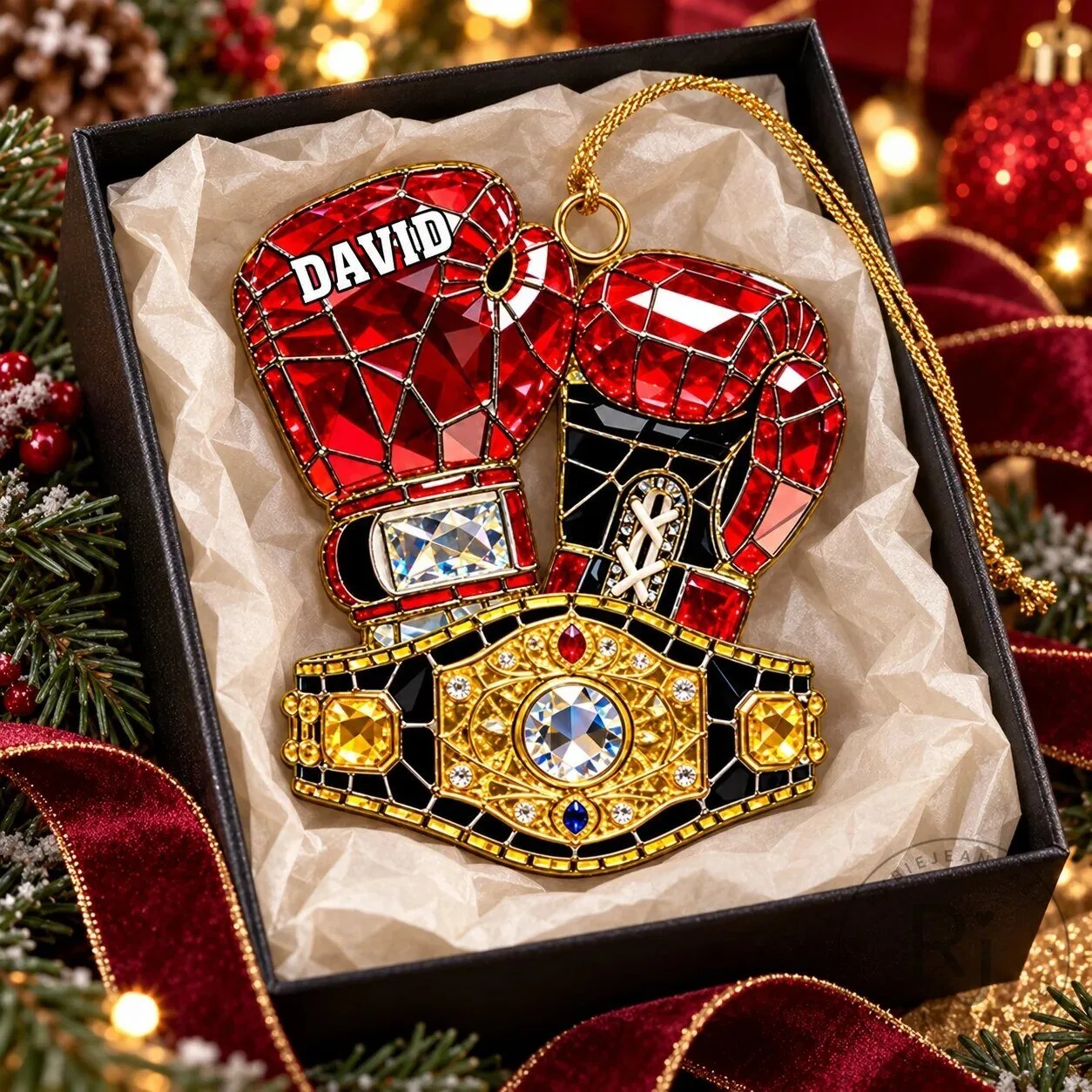 Personalized Boxing Gloves Championship Belt Christmas Tree Ornament 9 Personalized Boxing Gloves Championship Belt Christmas Tree Ornament