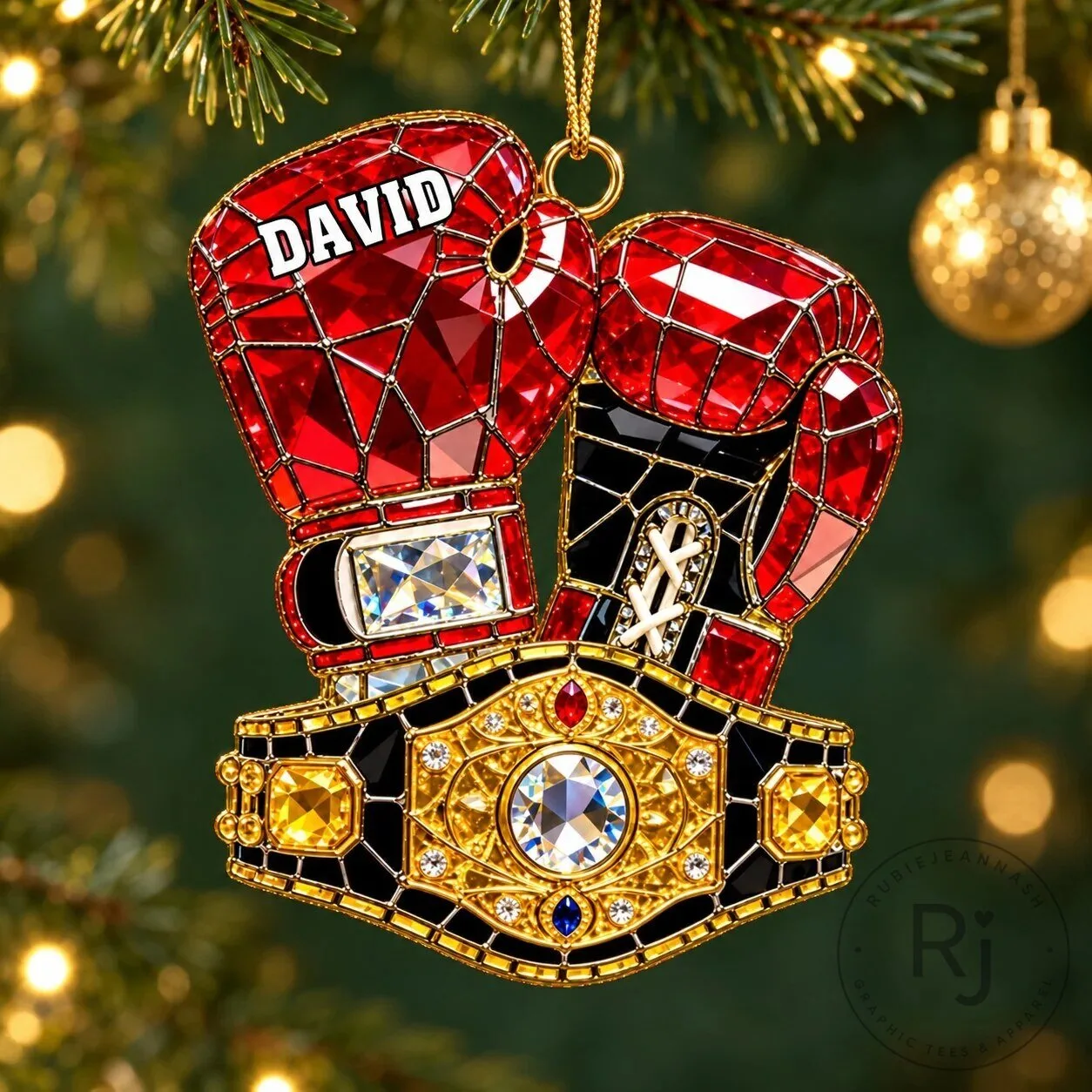 Personalized Boxing Gloves Championship Belt Christmas Tree Ornament 11 Personalized Boxing Gloves Championship Belt Christmas Tree Ornament