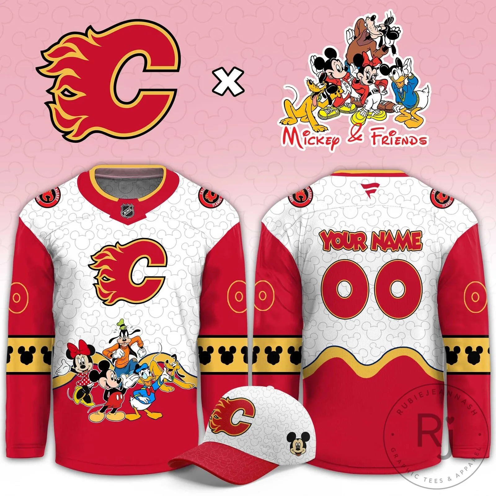 Calgary Flames Mickey and Friends Night Custom Hockey Jersey