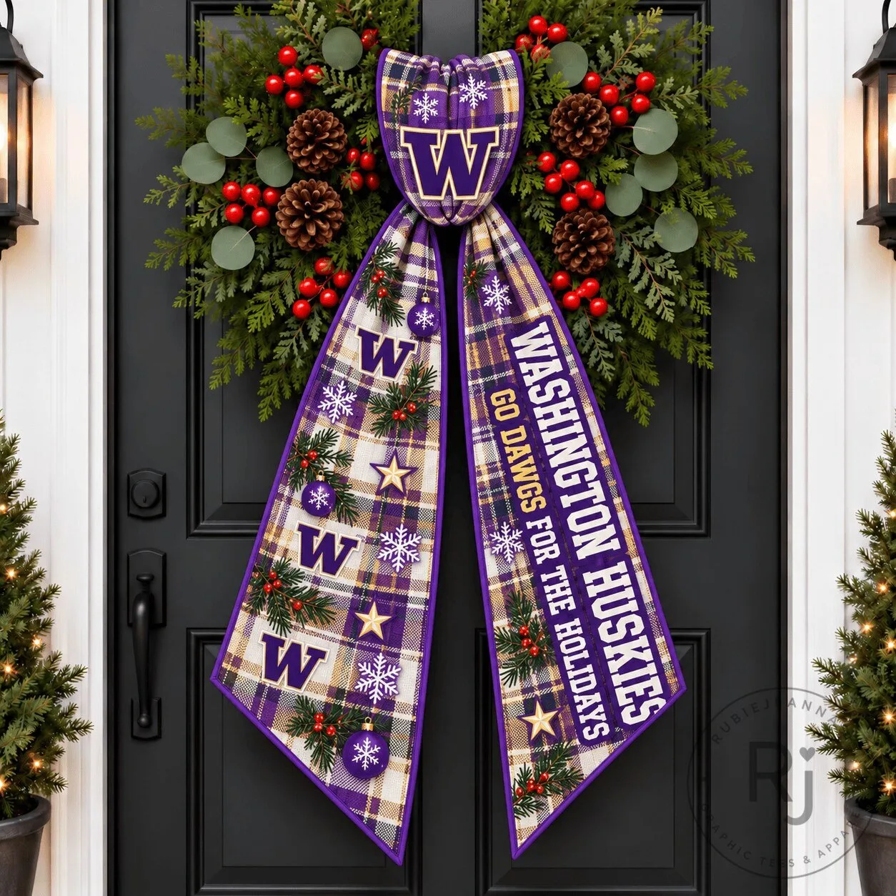 Washington Huskies Christmas Wreath Bow Sash