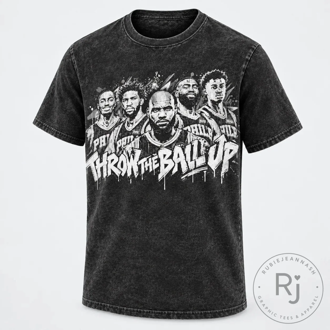 Philadelphia 76ers Superteam Throw The Ball Up Washed T-Shirt 1 Philadelphia 76ers Superteam Throw The Ball Up Washed T-Shirt
