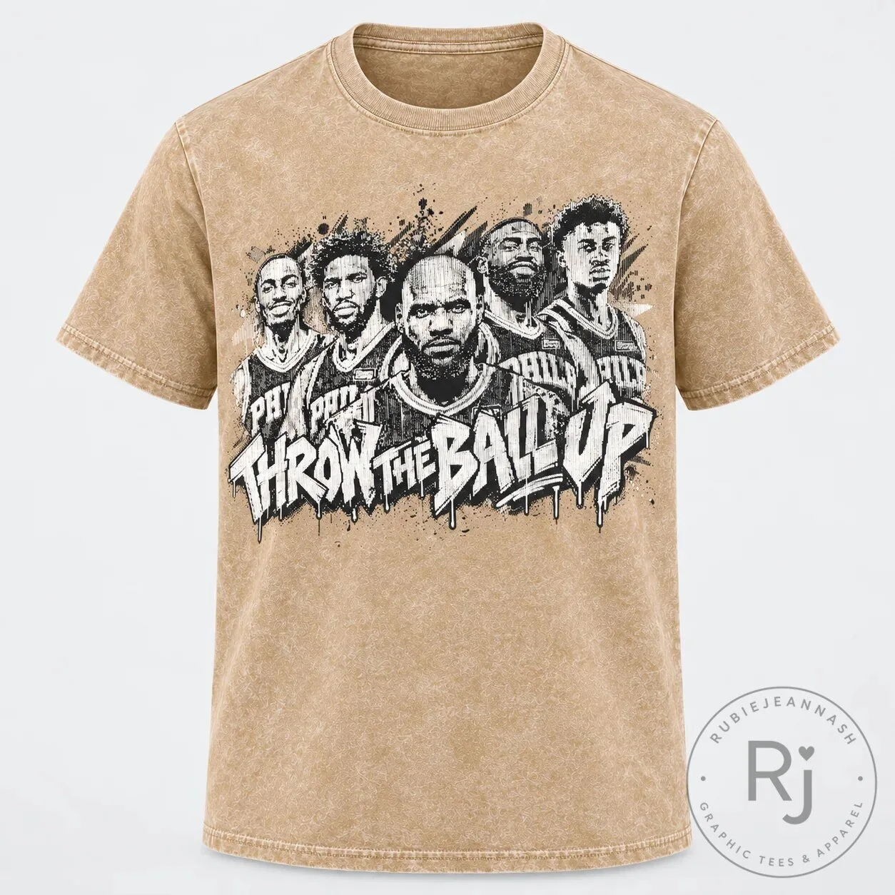 Philadelphia 76ers Superteam Throw The Ball Up Washed T-Shirt 8 Philadelphia 76ers Superteam Throw The Ball Up Washed T-Shirt