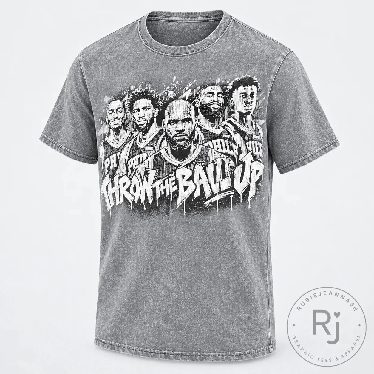 Philadelphia 76ers Superteam Throw The Ball Up Washed T-Shirt 9 Philadelphia 76ers Superteam Throw The Ball Up Washed T-Shirt