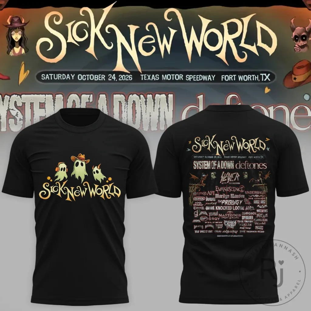 Sick New World Texas 2026 Music Festival Lineup Black T-Shirt Sick New World Texas 2026 Music Festival Lineup Black T-Shirt