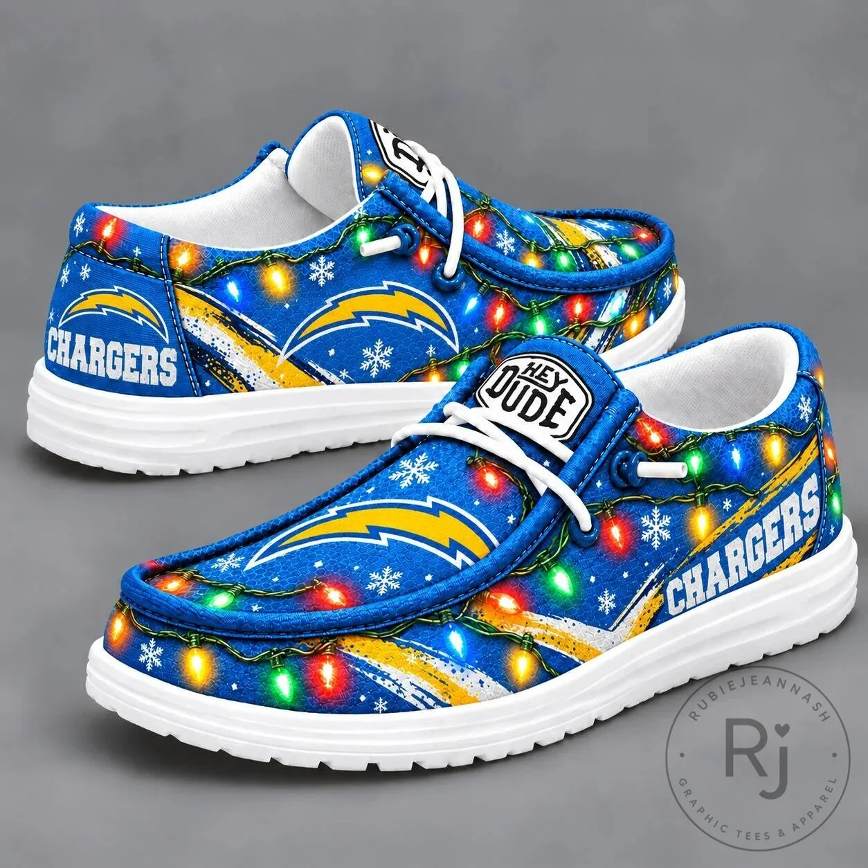 Los Angeles Chargers Christmas Holiday Light Loafer Shoes for Men and Women